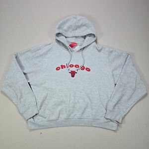 NBA‎ Chicago Bulls Gray Hoodie Sweatshirt Mens XL Embroidered